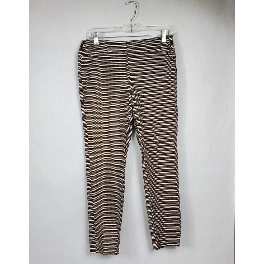 Rafaella Comfort Womens 10 Black Tan Diamond Geometric Print Pull On Slim Pants